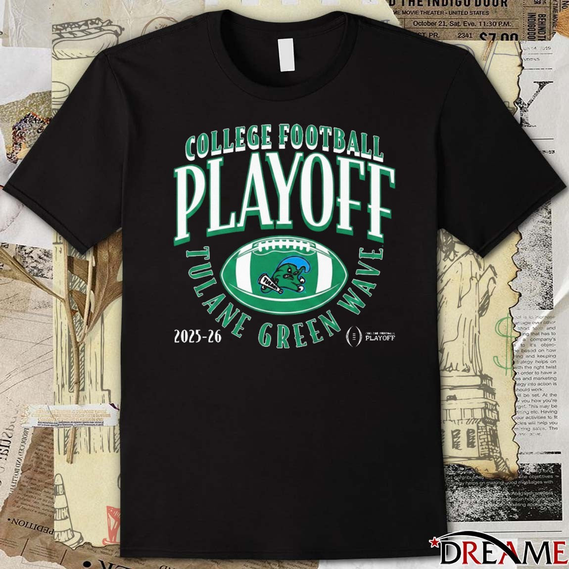Tulane Green Wave Football 2025-26 College Football Playoff Curve t-shirt