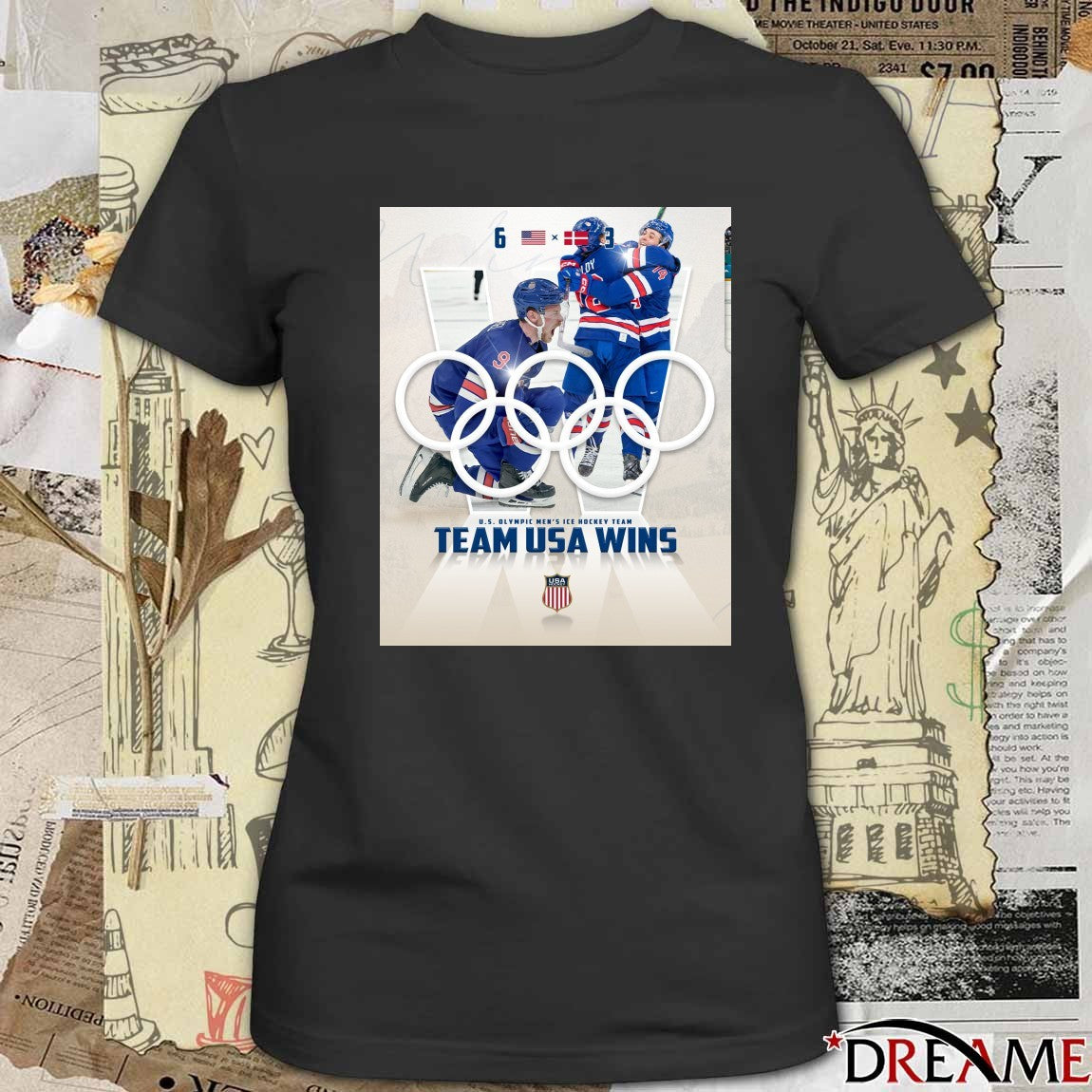 U.s. Olympic Men’s Ice Hockey Team Team Usa Wins Denmark 6-3 t-shirt
