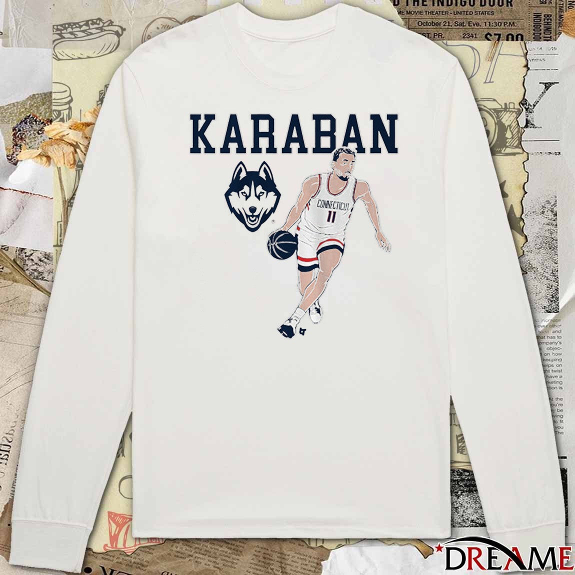 UConn Huskies Basketball Alex Karaban Name Pose NCAA t-shirt