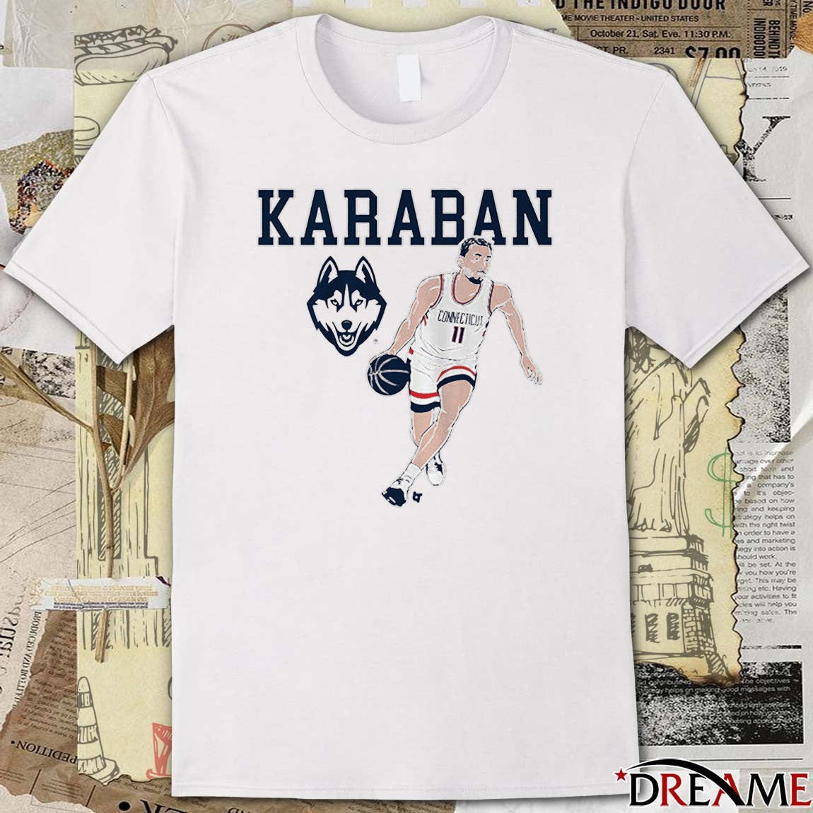 UConn Huskies Basketball Alex Karaban Name Pose NCAA t-shirt