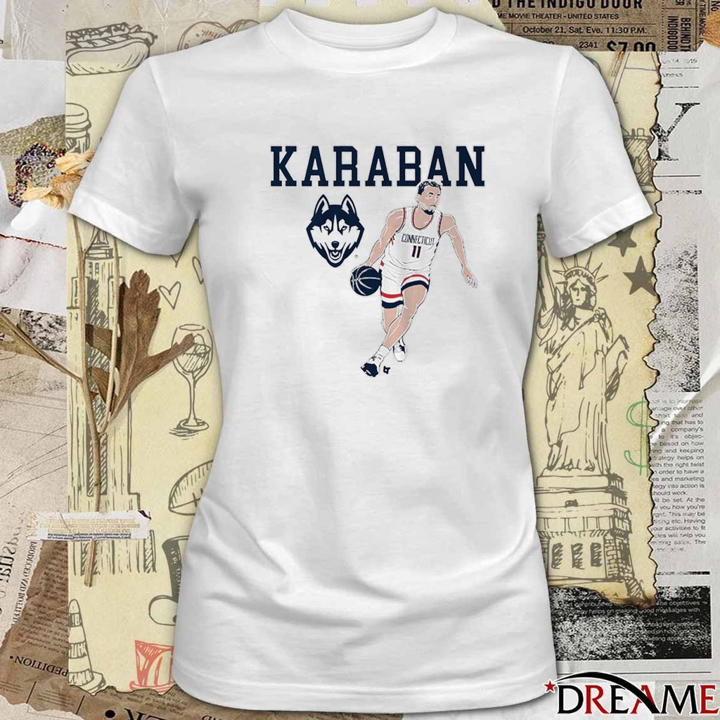 UConn Huskies Basketball Alex Karaban Name Pose NCAA t-shirt