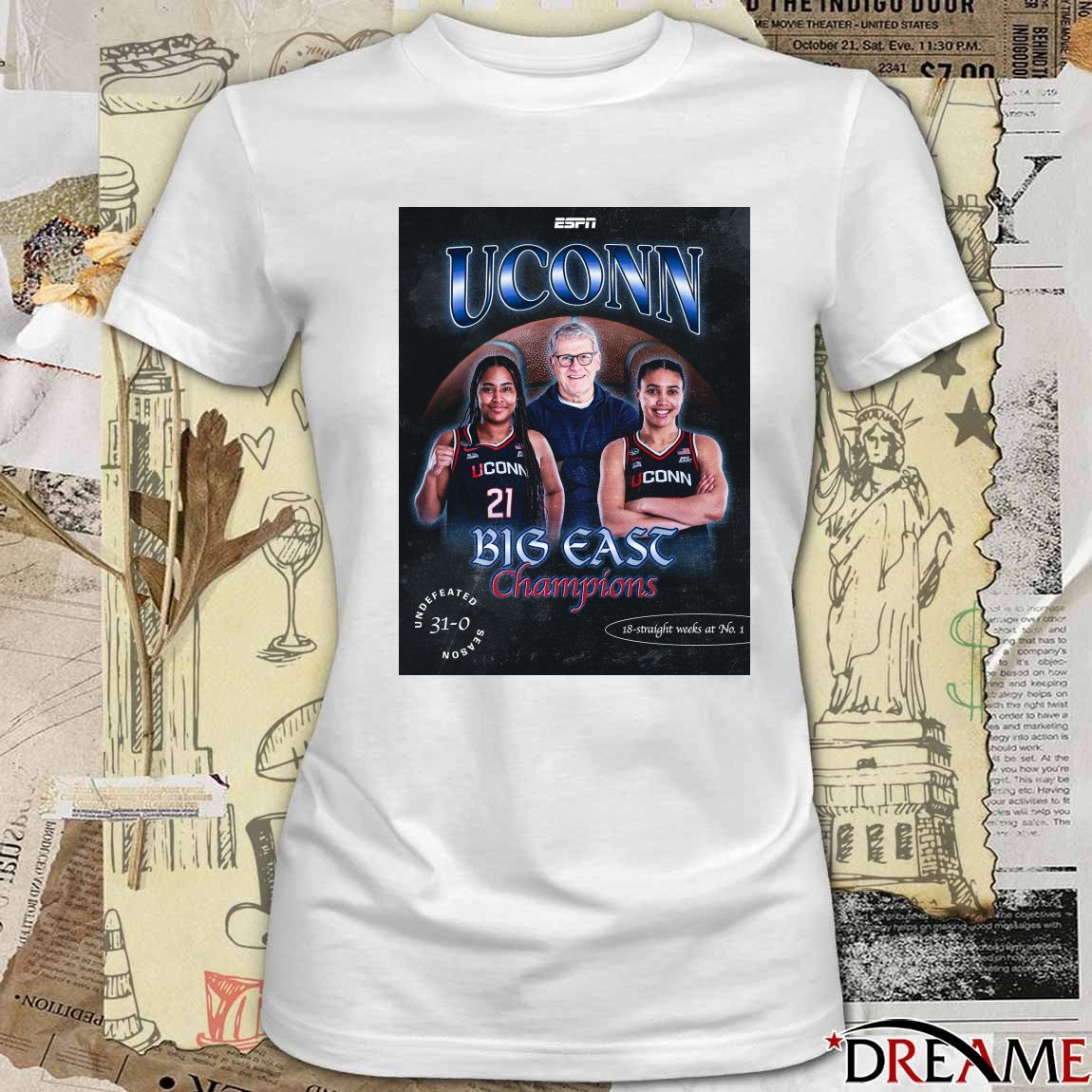 UConn Huskies Women’s Basketball 2026 Big East Champions 18-Straight Weeks At No 1 Poster t-shirt