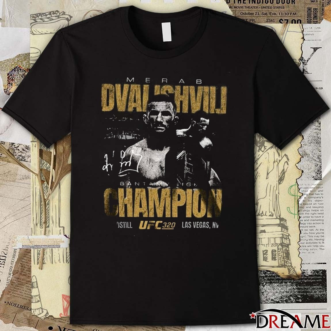 UFC 320 Merab Dvalishvili Bantamweight Champion Las Vegas NV And Still Signature t-shirt