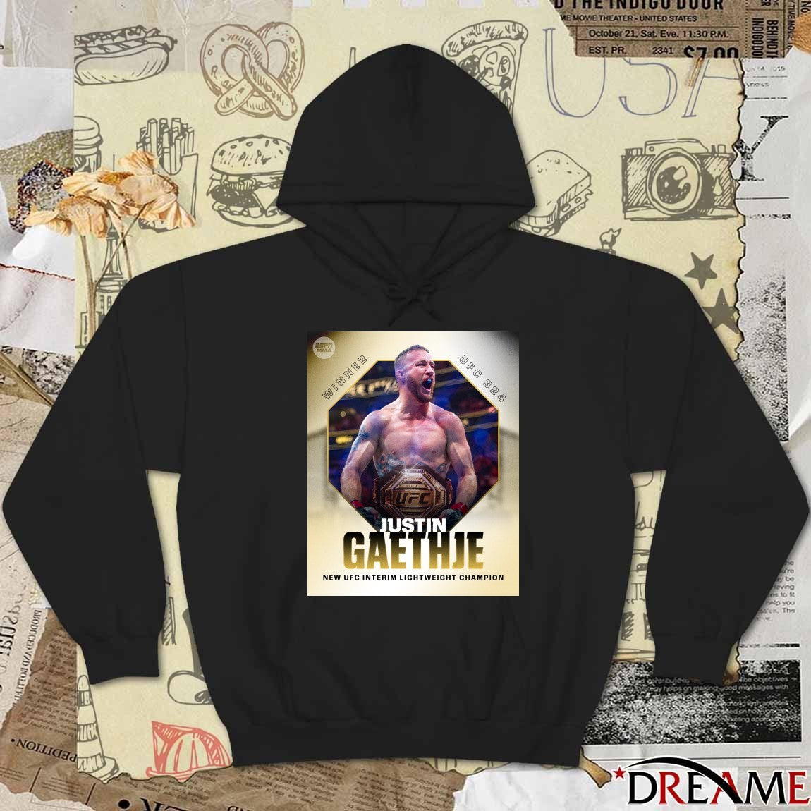 UFC 324 Winner Justin Gaethje New UFC Interim Lightweight Champion Poster t-shirt