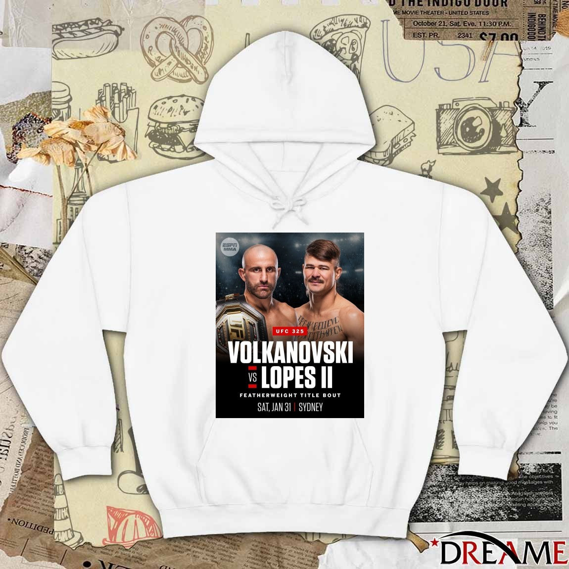 UFC 325 Alexander Volkanovski Vs Diego Lopes Featherweight Title Bout January 31 2025 Sydney Poster t-shirt
