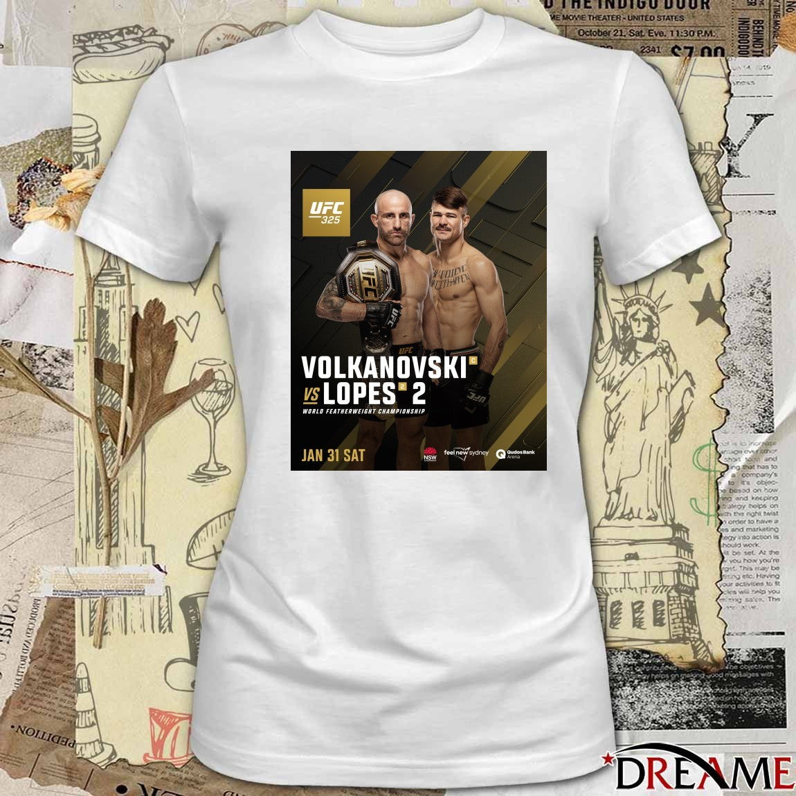 UFC 325 Alexander Volkanovski Vs Diego Lopes World Featherweight Championship January 31 2026 Poster t-shirt
