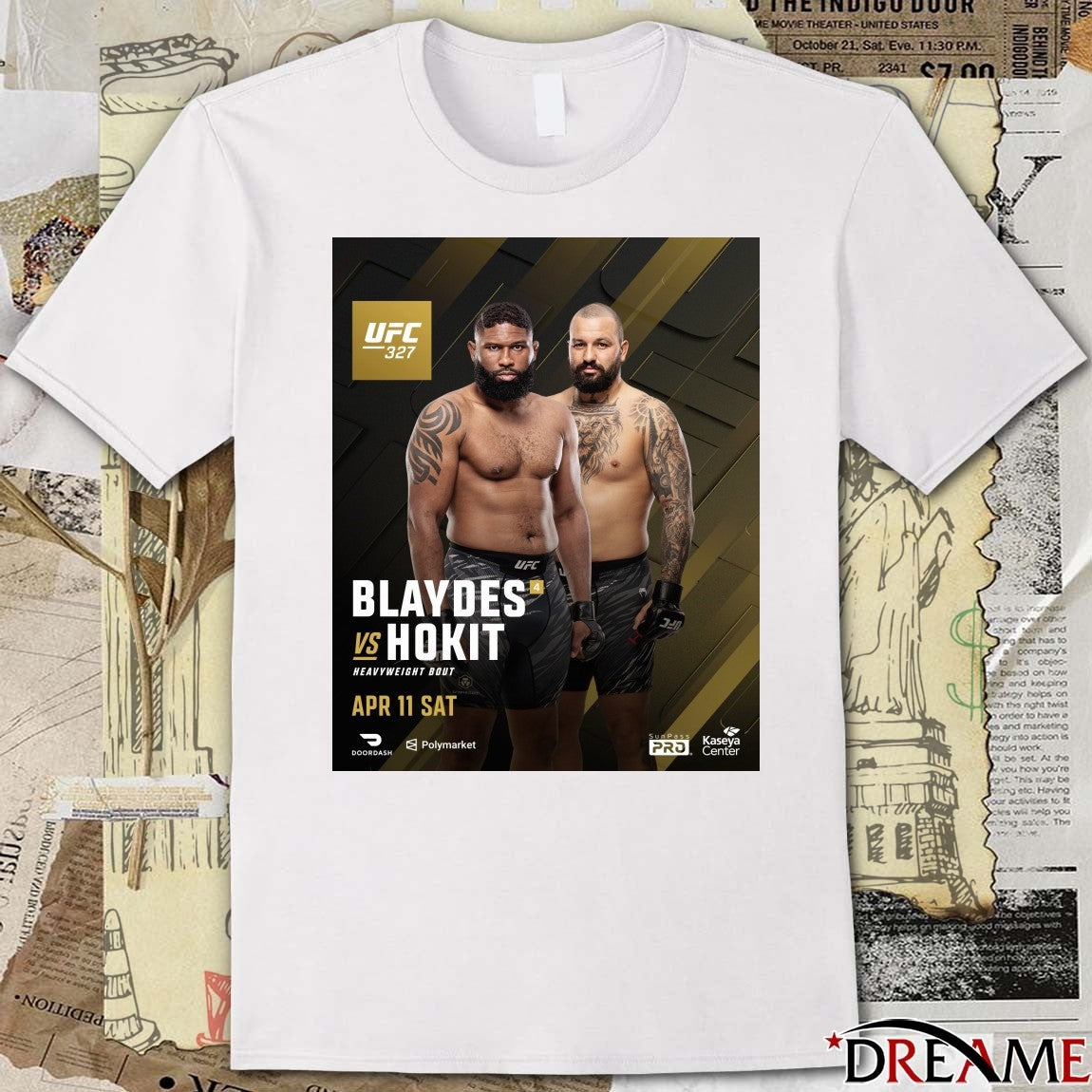 UFC 327 Blaydes Vs Hokit Heavyweight Bout April 11 2026 Poster t-shirt