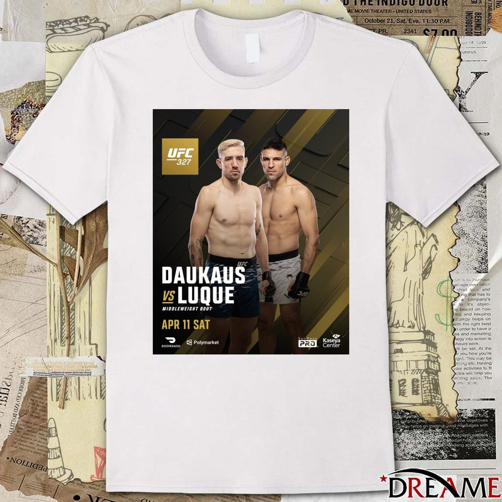 UFC 327 Daukaus Vs Luque April 11, 2026 Middleweight Bout in Miami, Florida Poster t-shirt