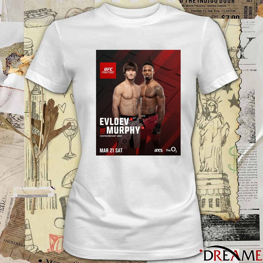 UFC Fight Night Evloev Vs Murphy Featherweight Bout March 21 2026 Poster t-shirt