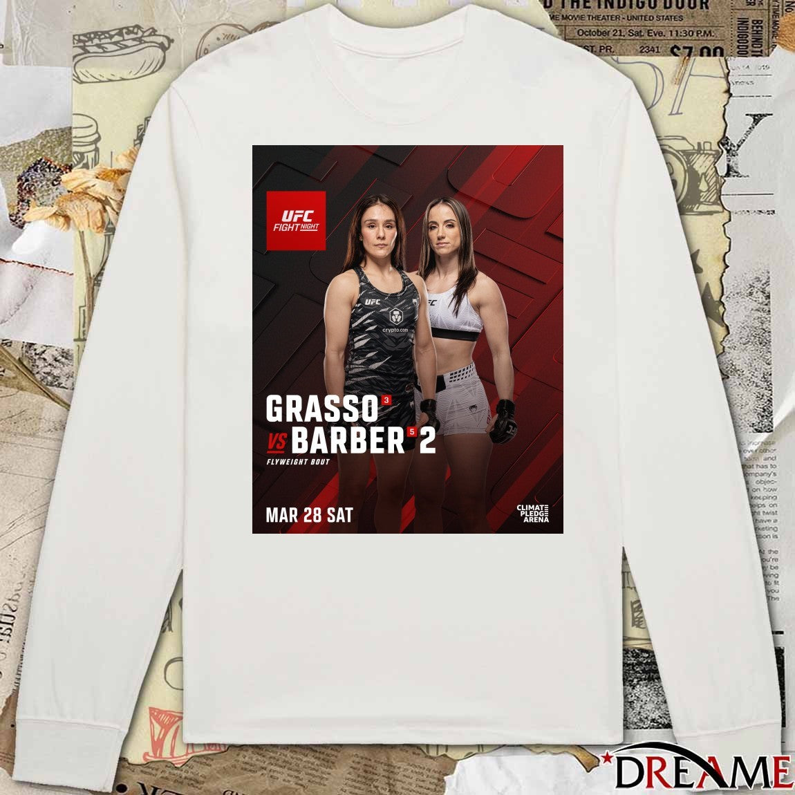 UFC Fight Night Grasso Vs Barber 2 Flyweight Bout March 28 2026 Poster t-shirt