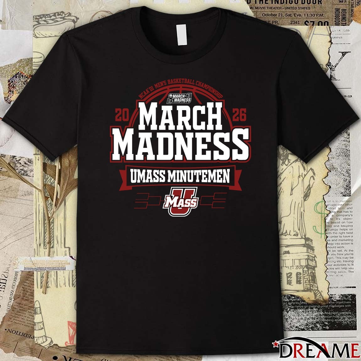 UMass Minutemen 2026 NCAA DI Men’s Basketball Championship March Madness Bound t-shirt