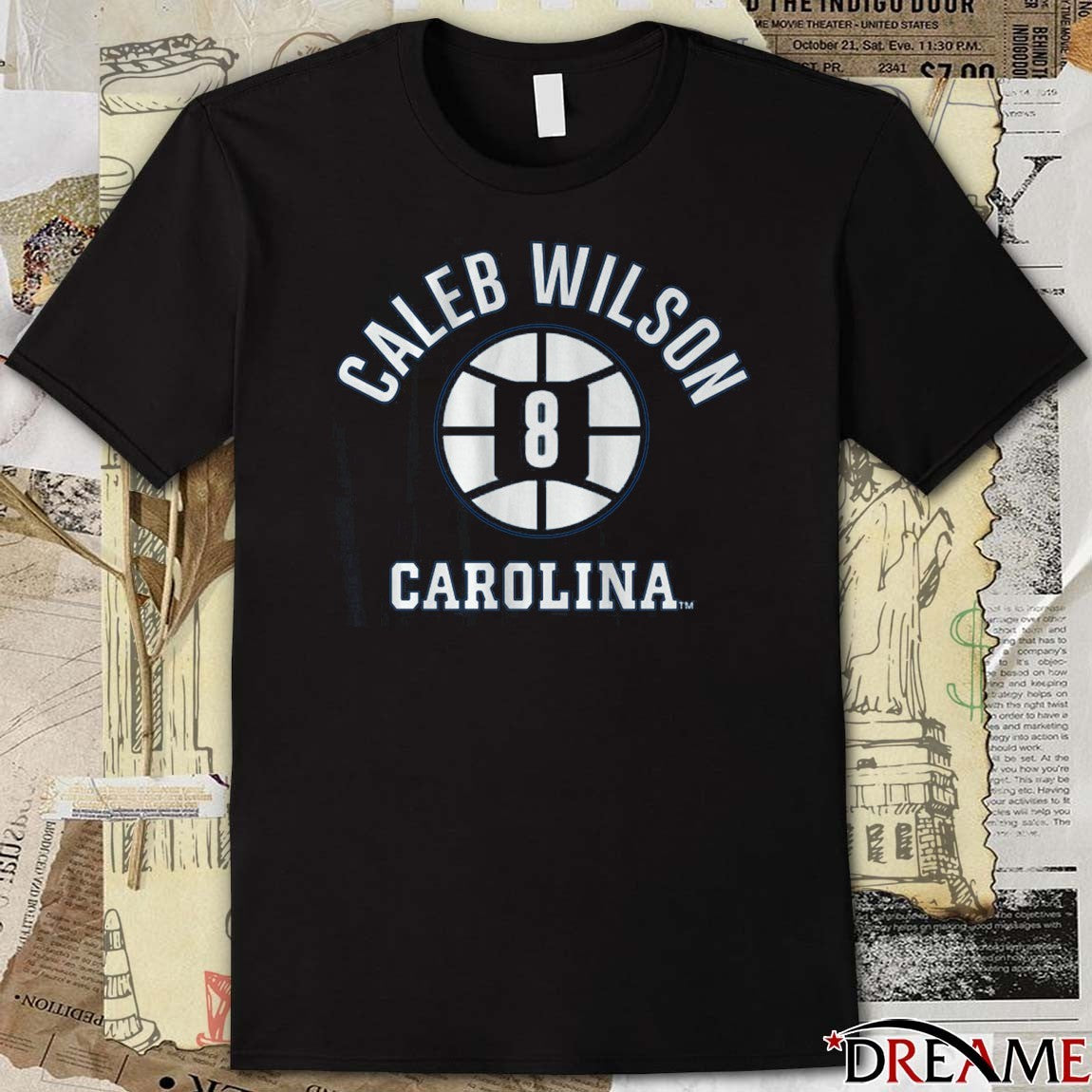 UNC North Carolina Tar Heels Basketball Caleb Wilson Name Number Ball t-shirt