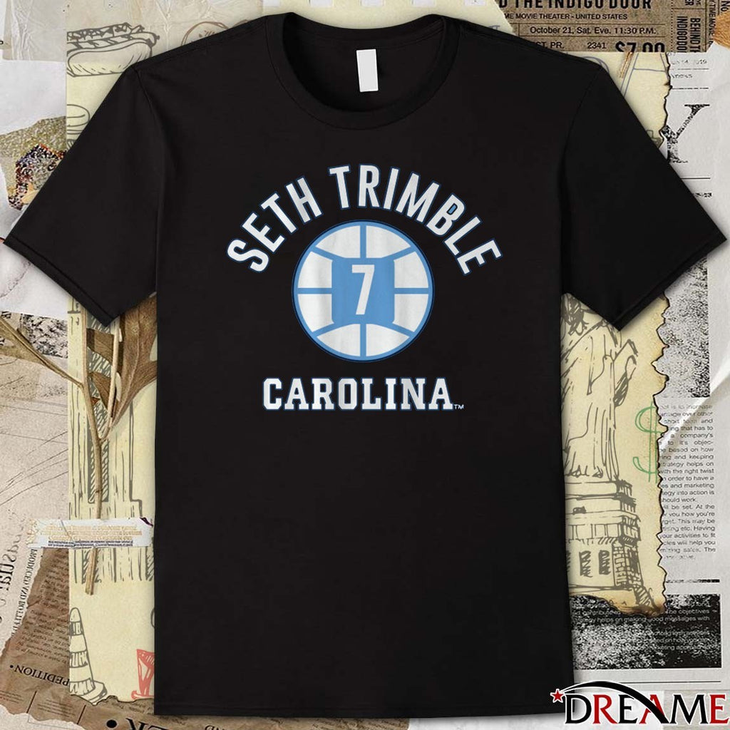 UNC North Carolina Tar Heels Basketball Seth Trimble Name Number Ball t-shirt