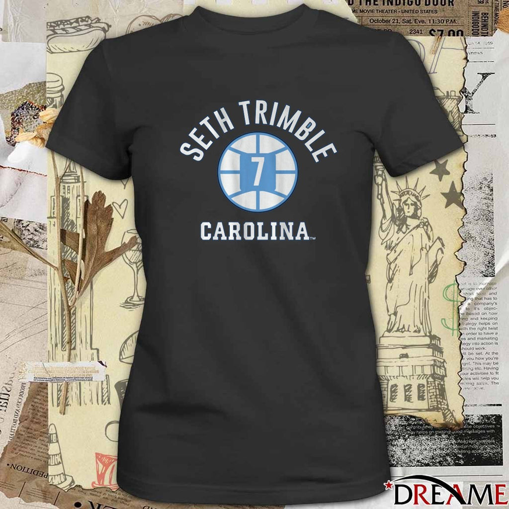 UNC North Carolina Tar Heels Basketball Seth Trimble Name Number Ball t-shirt