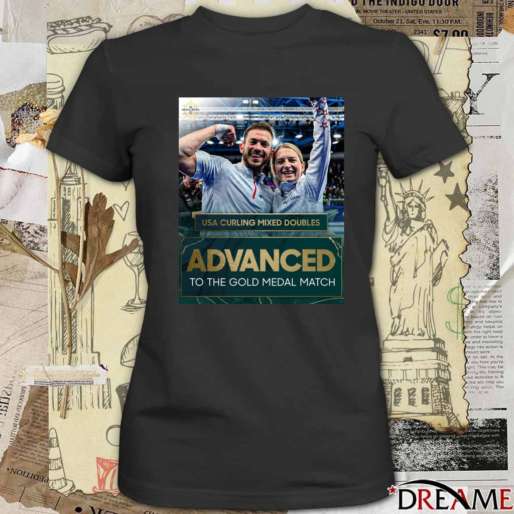 USA Curling Mixed Doubles Advanced To The Gold Medal Match Poster t-shirt