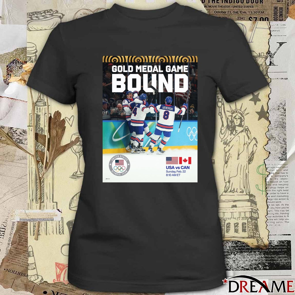 USA Vs. Canada Gold-medal Game Sunday Feb 22 2026 Winter Olympics t-shirt