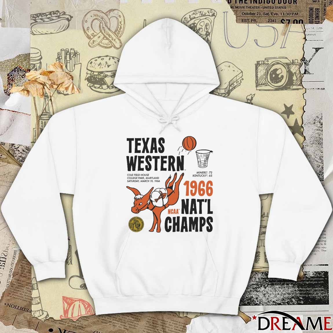 UTEP Texas Western 1966 NCAA Nat’l Champs Cole Field House College Park Maryland t-shirt