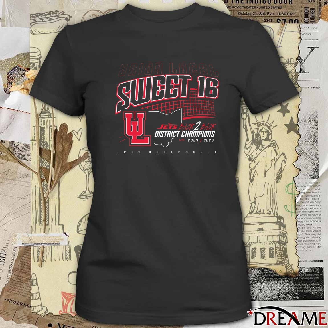 Union Local Volleyball District Champions 2025 Sweet 16 Jets Back 2 Back District Champions t-shirt