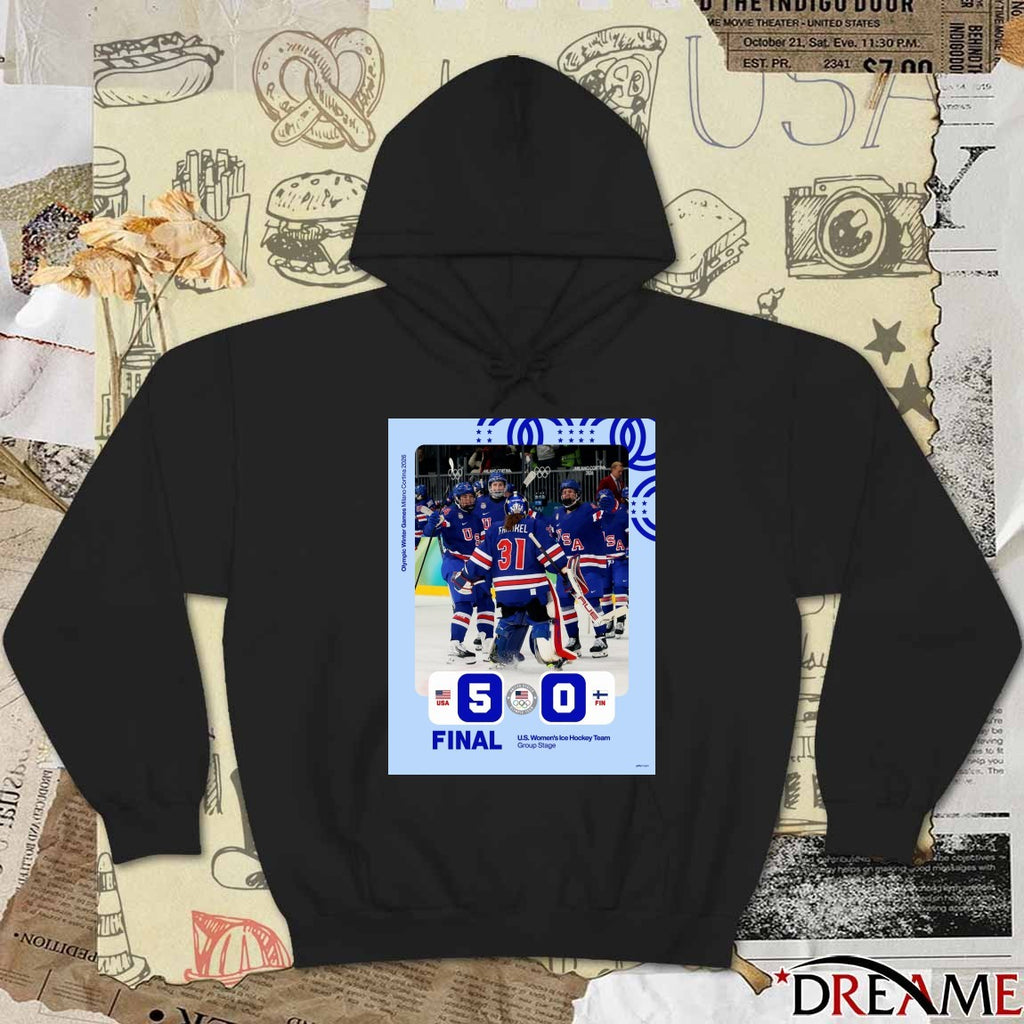 United States defeated Finland Final Score 5-0 US Olympic Women’s Ice Hockey Team Poster t-shirt