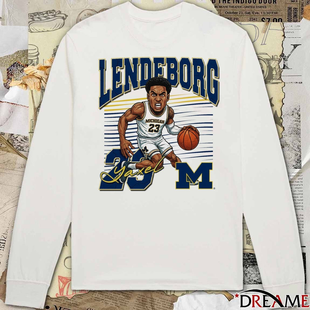 Valiant University of Michigan Wolverines Basketball Yaxel Lendeborg Caricature t-shirt
