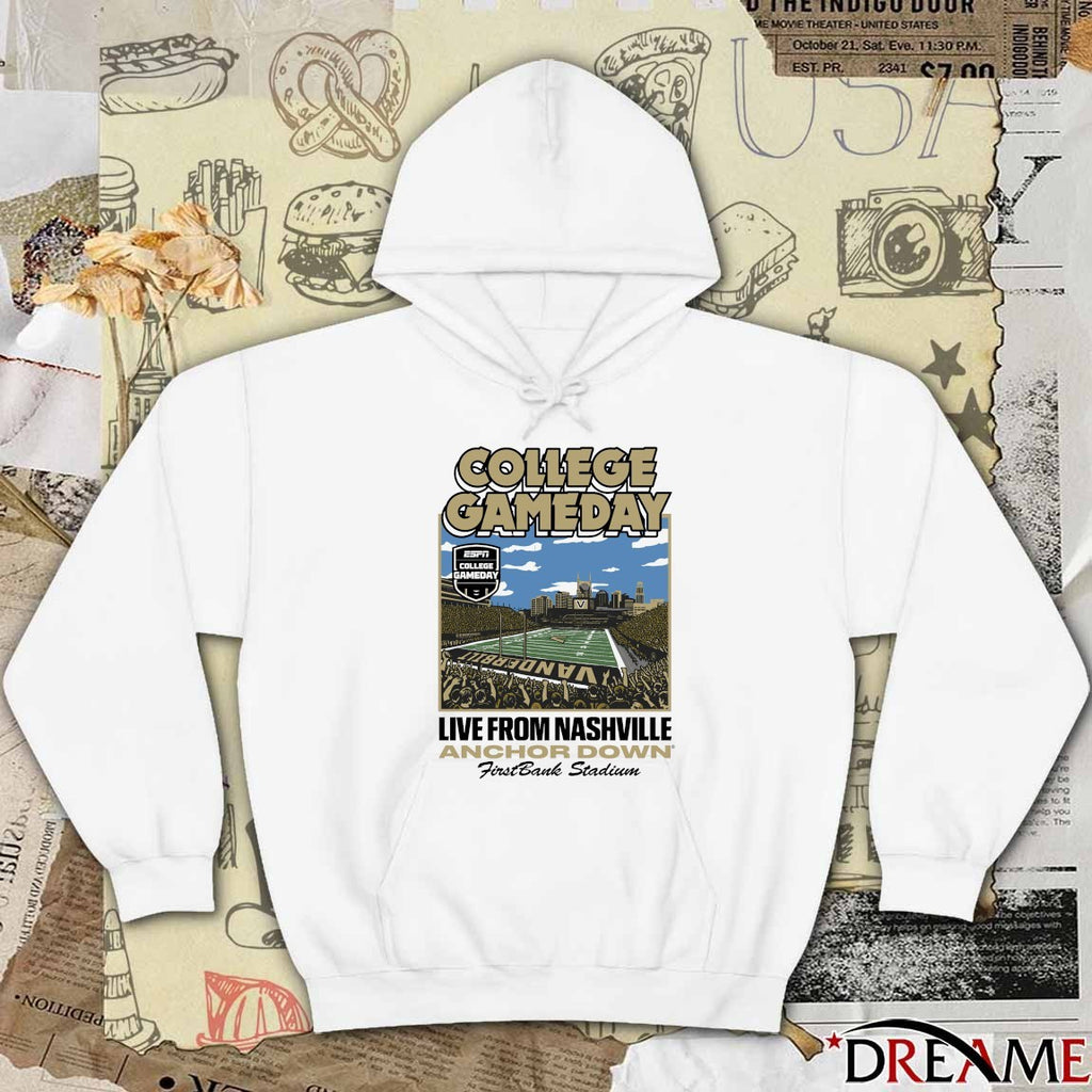 Vanderbilt Commodore College GameDay Live From Nashville Anchor Down Firstbank Stadium t-shirt