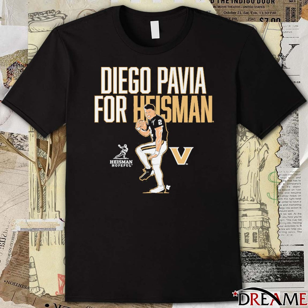 Vanderbilt Commodores Football Diego Pavia for Heisman Statue Pose t-shirt