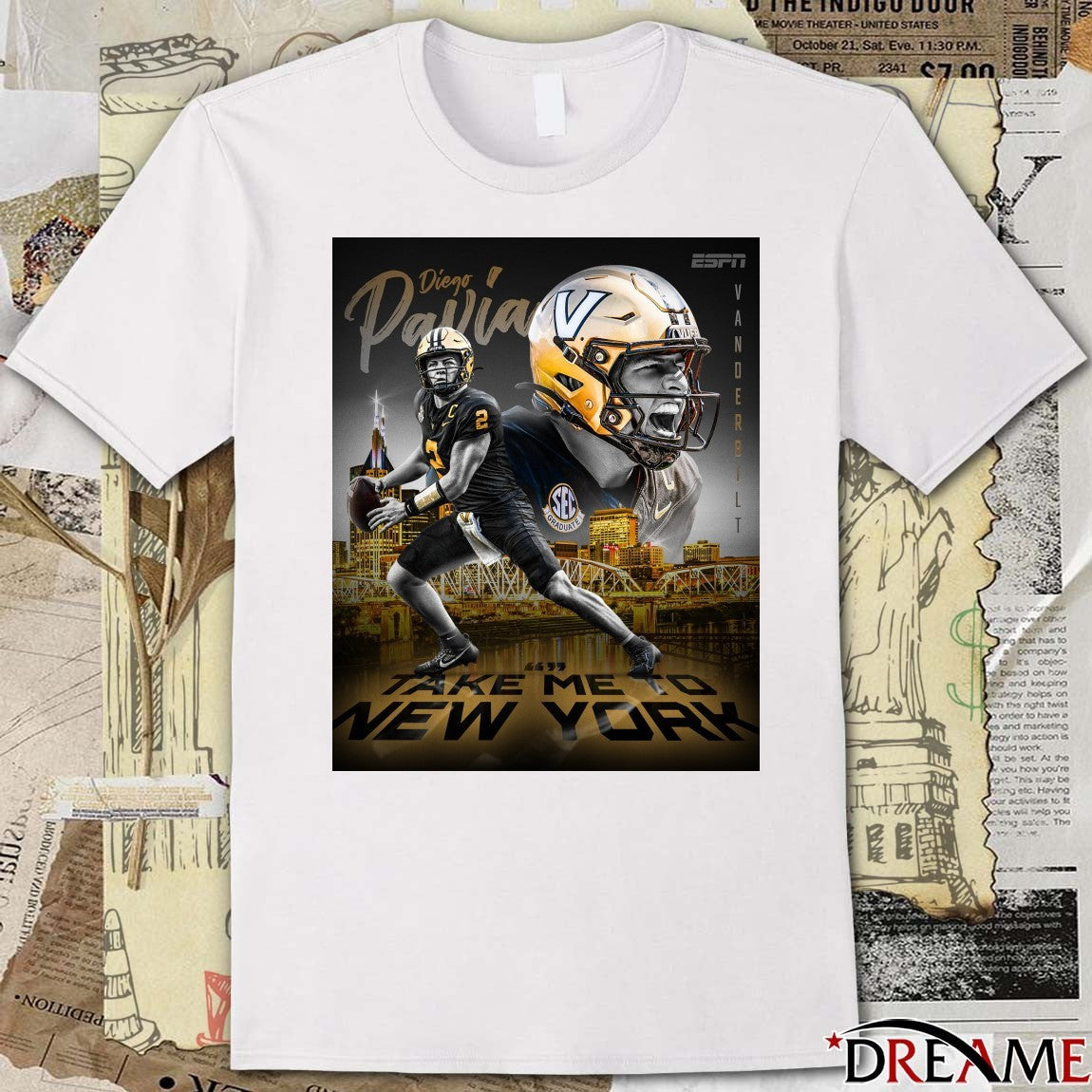 Vanderbilt Diego Pavia Take Me To New York 2025 Poster t-shirt