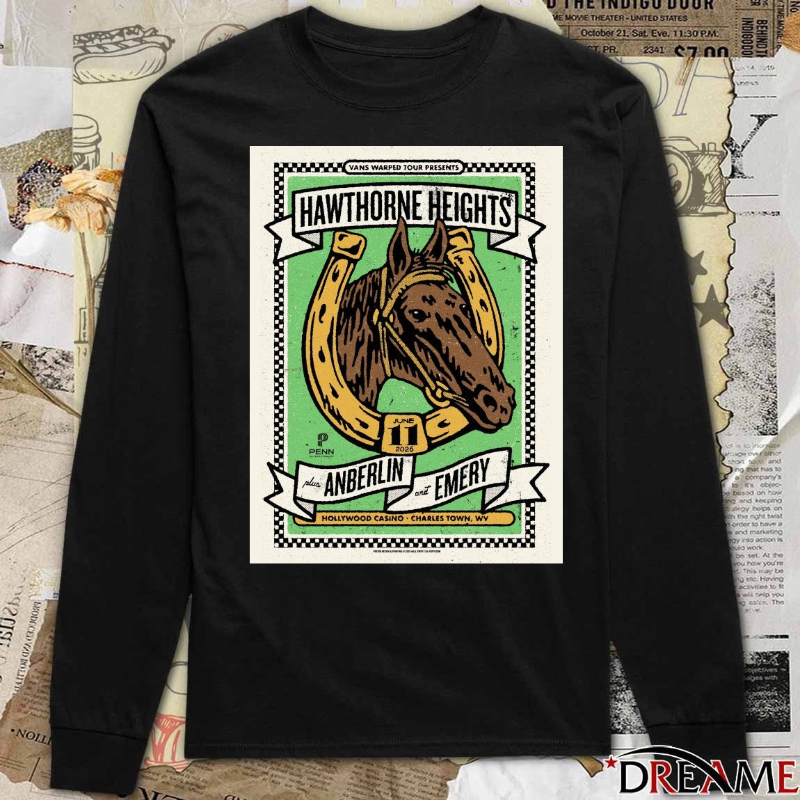 Vans Warped Tour Presents Hawthorne Heights Hollywood Casino Charles Town WV Poster t-shirt