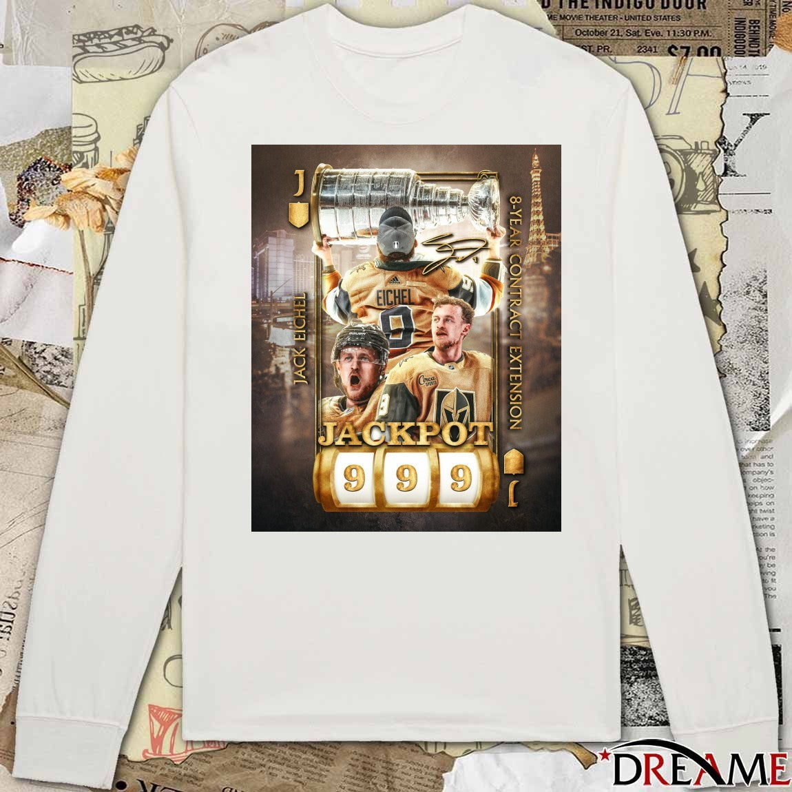Vegas Golden Knights Jack Eichel 8 Years Contract Extension Jackpot 999 Signature Poster t-shirt