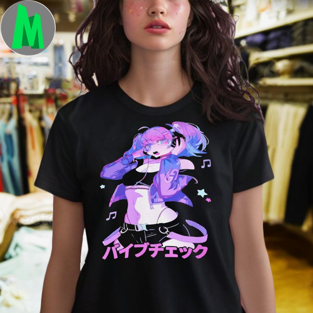 Vibe Check Waifu GG Anime Girl Headphone Shirt