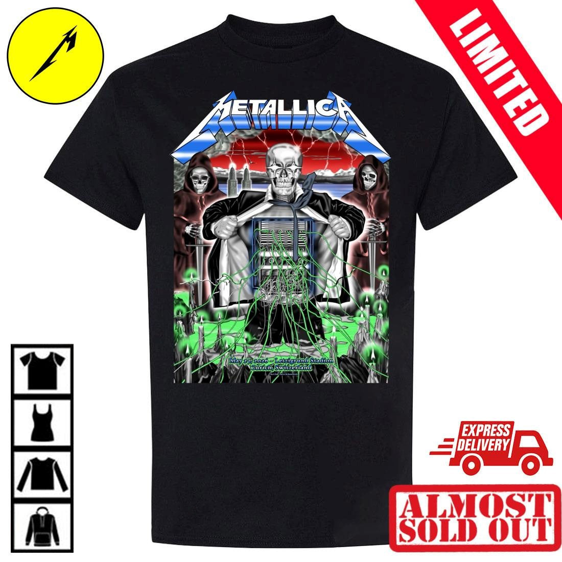 Vintage Metallica Zürich Pop-Up Shop T-Shirt May 27 2026 Art by Luca Schenardi