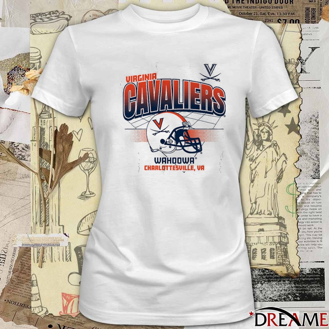 Virginia Cavaliers Football Wahoowa Charlottesville VA Helmet Grid t-shirt