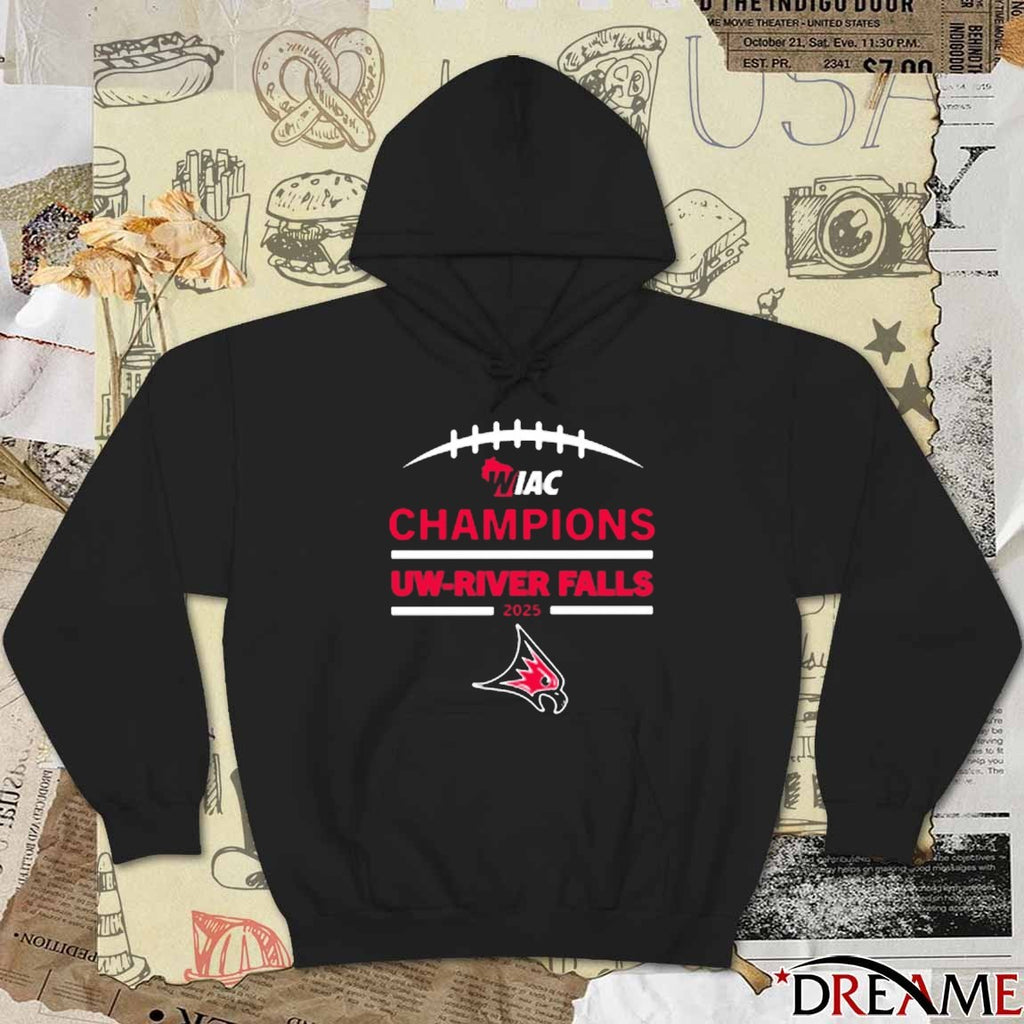 WIAC Champions UW-River Falls Football 2025 t-shirt