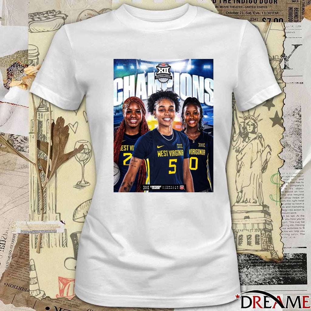 WVU West Virginia Mountaineers Big 12 Women’s Basketball Tournament Championship Poster t-shirt