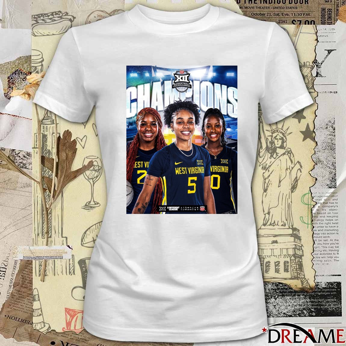 WVU West Virginia Mountaineers Big 12 Women’s Basketball Tournament Championship Poster t-shirt