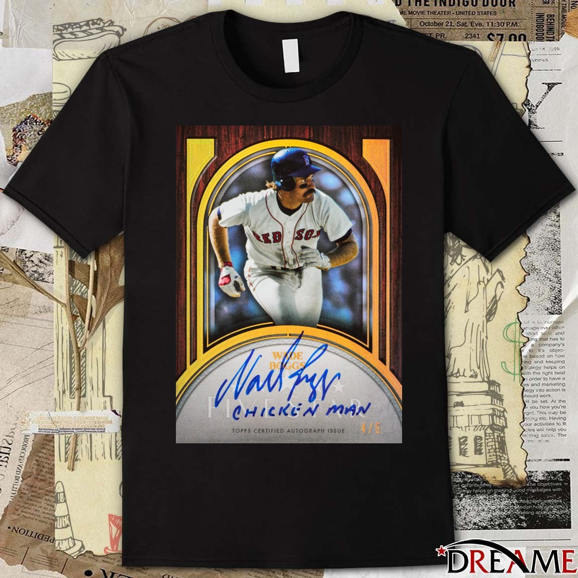 Wade Boggs Chicken Man Topps Certified Autograph Issue Signature Poster t-shirt