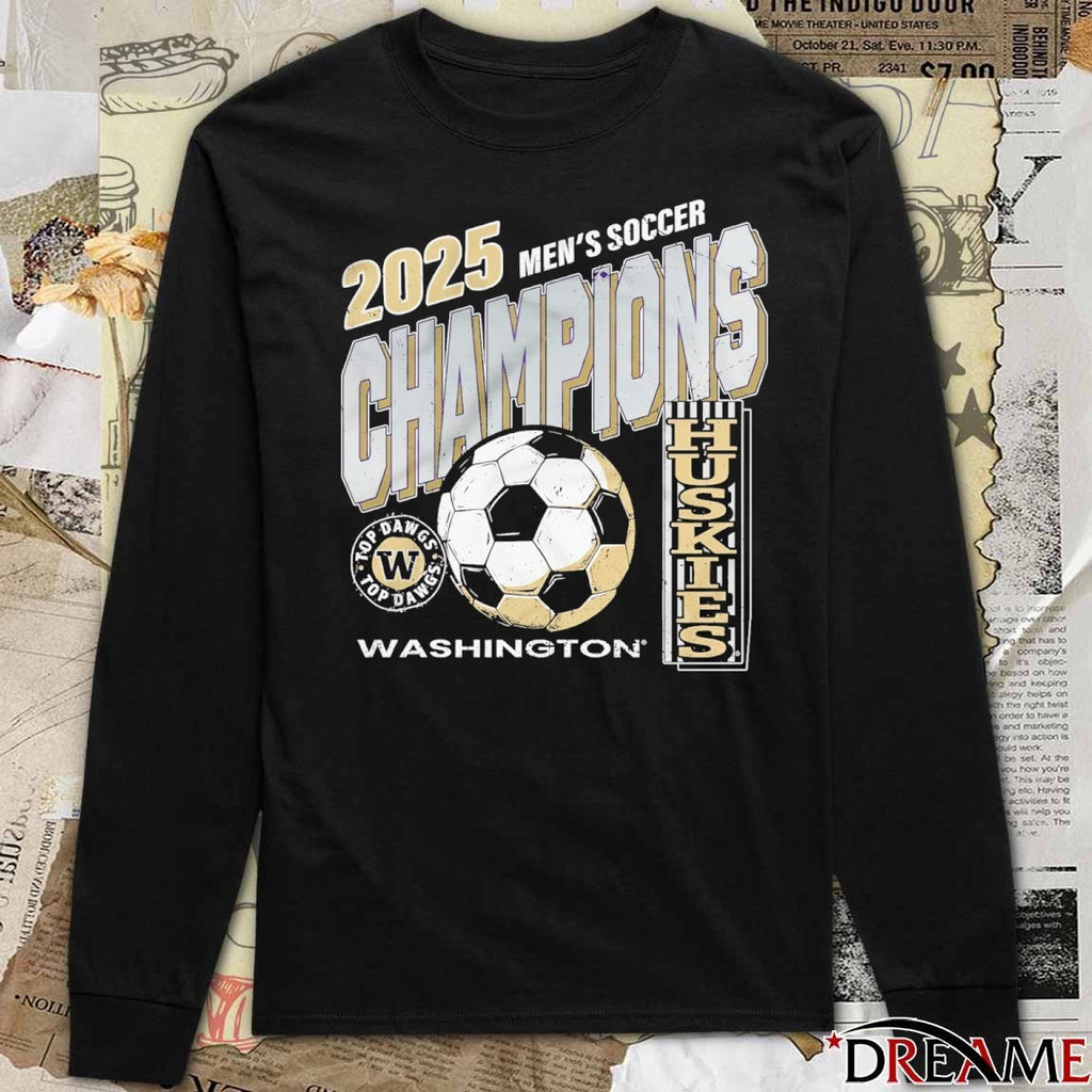 Washington Huskies 2025 Men’s Soccer Champions Top Dawgs t-shirt