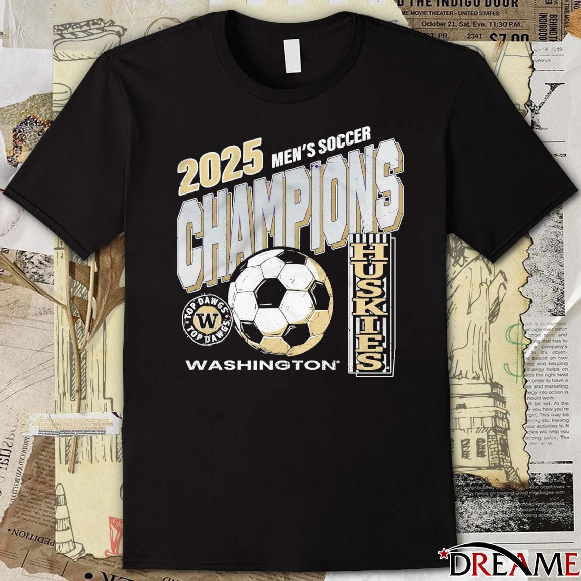 Washington Huskies 2025 Men’s Soccer Champions Top Dawgs t-shirt