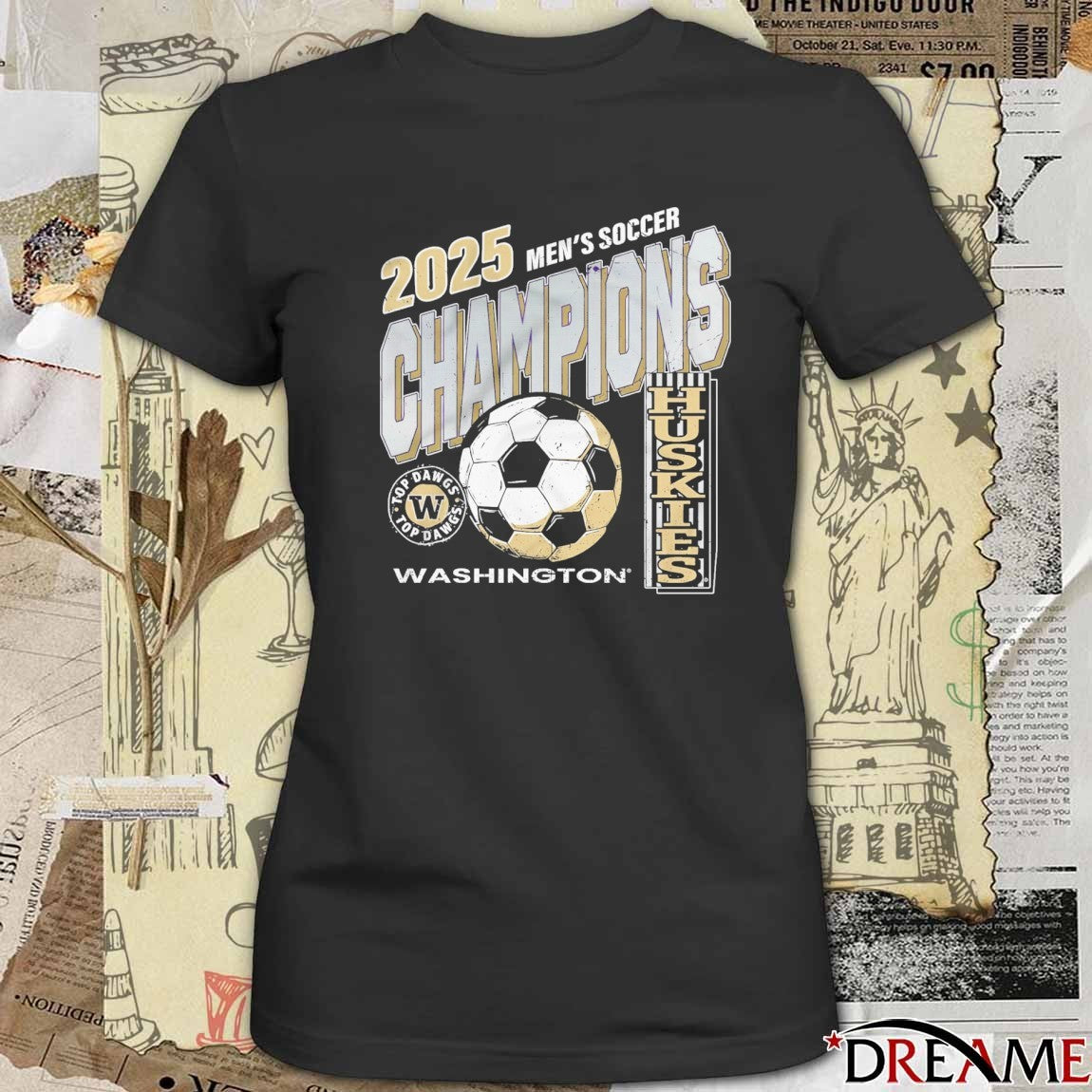Washington Huskies 2025 Men’s Soccer Champions Top Dawgs t-shirt