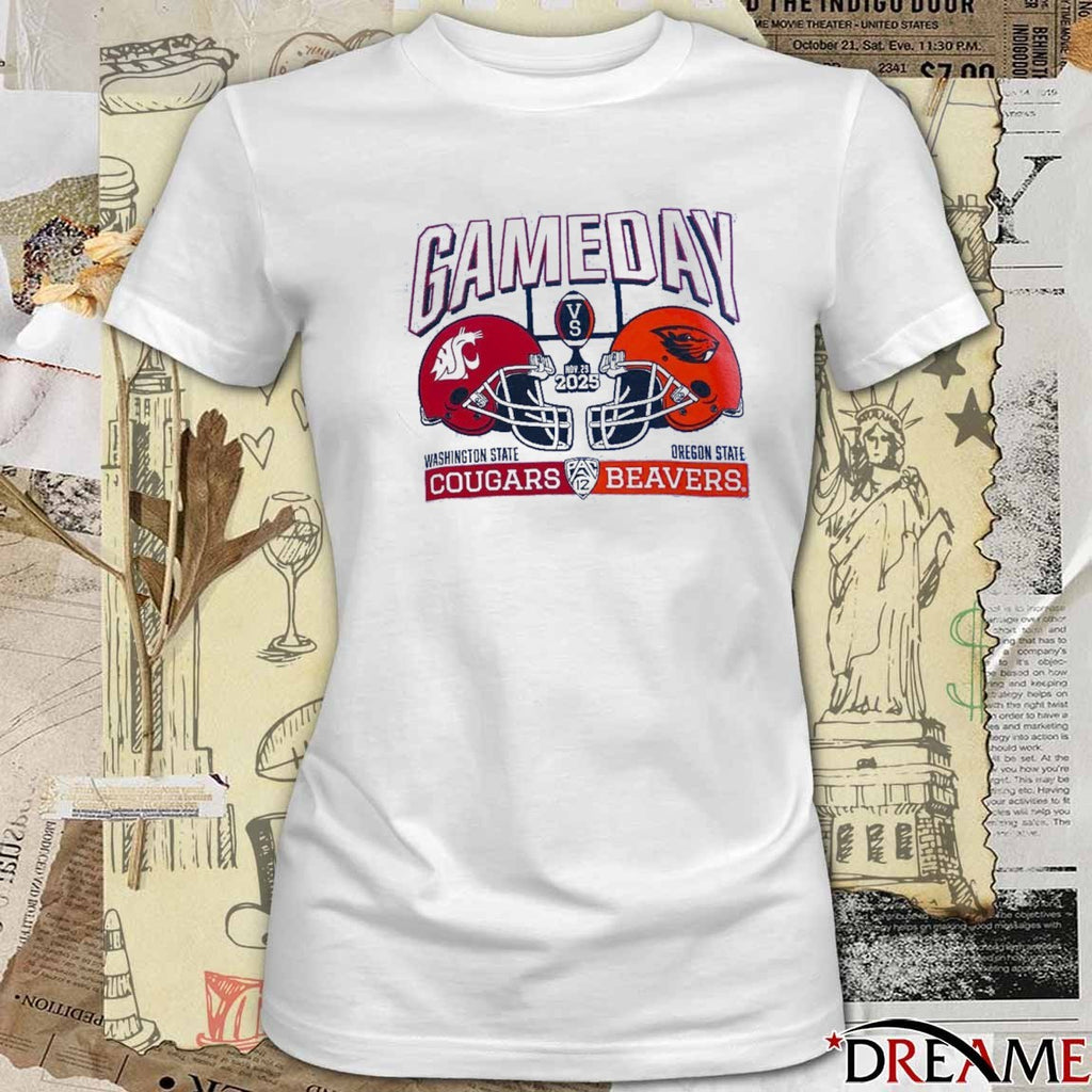 Washington State Cougars Vs Oregon State Beavers Pac 12 Gameday November 29, 2025 Helmet t-shirt
