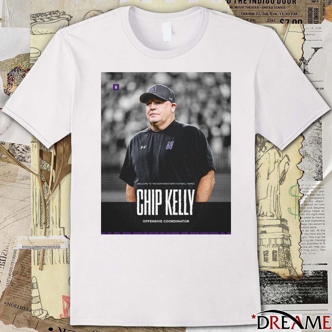 Welcome To The Northwestern Football Family Chip Kelly Offensive Coordinator Poster t-shirt