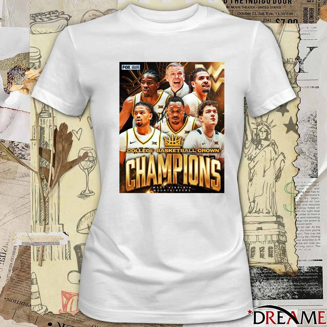 West Virginia Mountaineers College Basketball Crown Champions 2026 Poster t-shirt