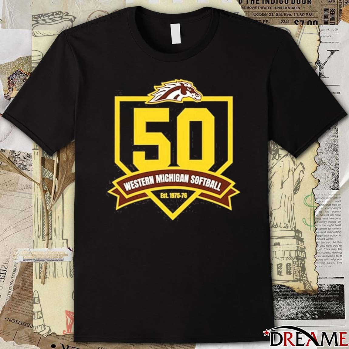 Western Michigan Broncos Softball 50th Anniversary Logo t-shirt