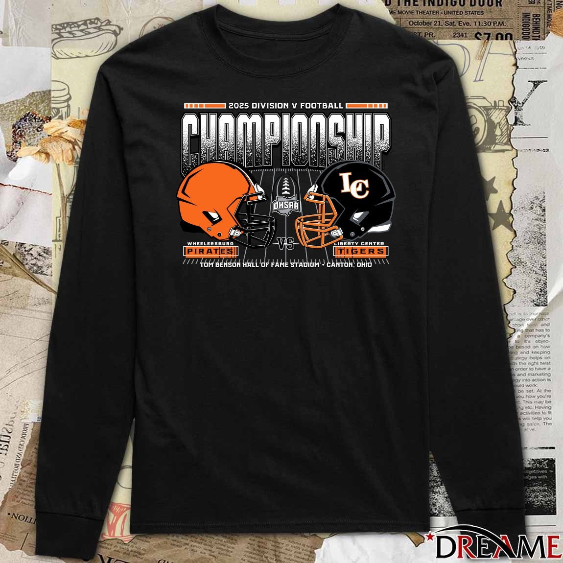 Wheelersburg Pirates Vs Liberty Center Tigers 2025 OHSAA Football Division 5 H2H State Championship t-shirt