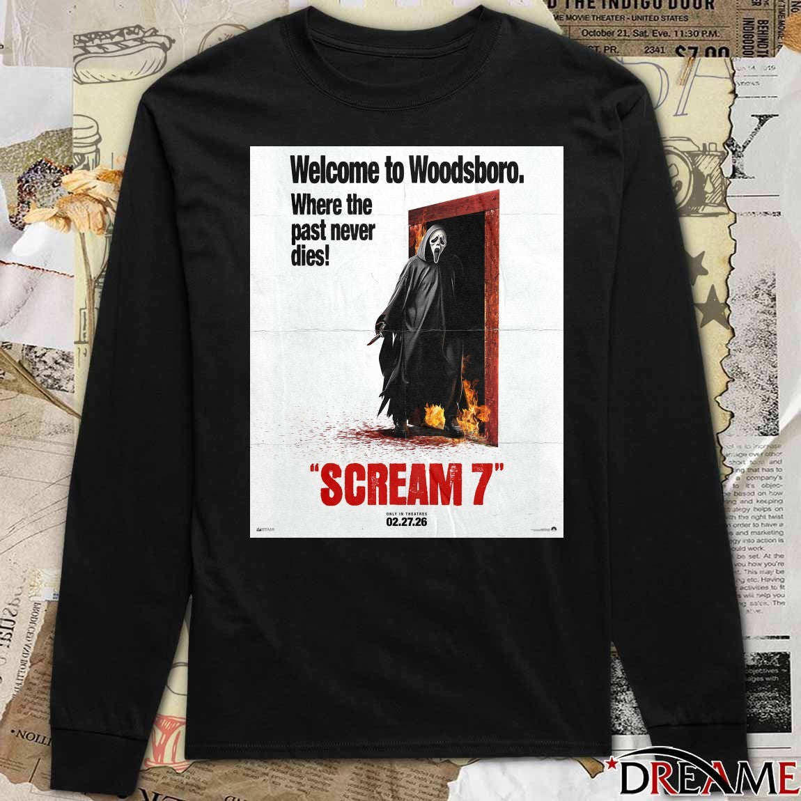 Where To Woodsboro Where The Past Never Dies Scream 7 Only in theatres February 27 2026 Poster t-shirt
