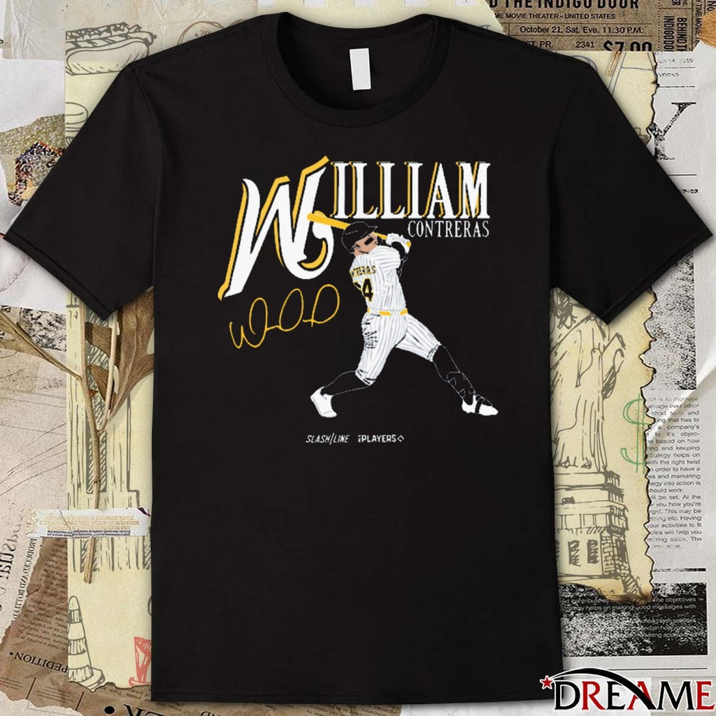 William Contreras Milwaukee Brewers MLB Slash Line Signature t-shirt