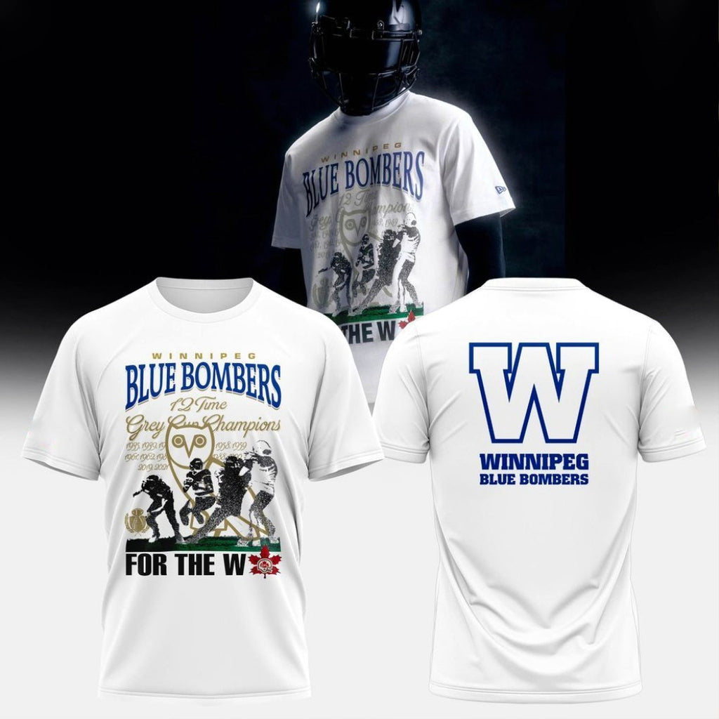 Winnipeg Blue Bombers 12 Time Grey Cup Champions Logo T-Shirt