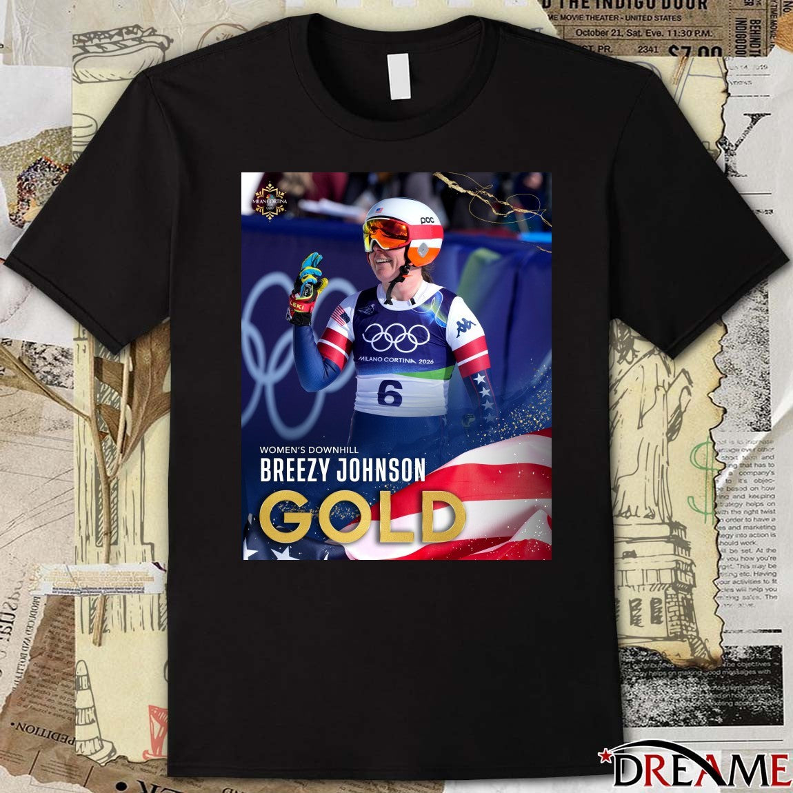 Winter Olympics Women’s Downhill Breezy Johnson is GOLDEN in Cortina t-shirt