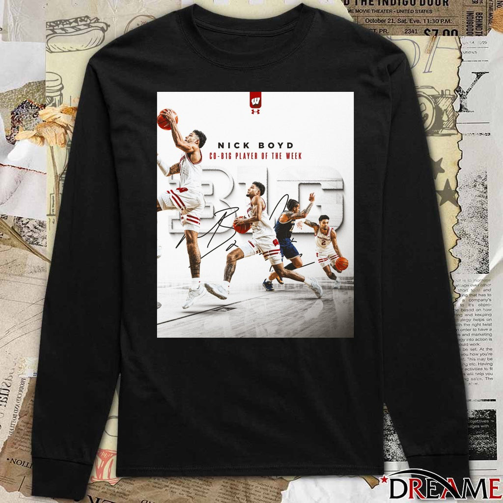Wisconsin Basketball Nick Boyd CO-B1G Player of the Week Signature Poster t-shirt