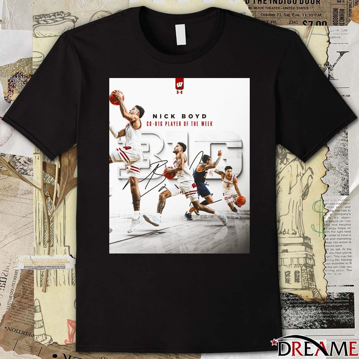 Wisconsin Basketball Nick Boyd CO-B1G Player of the Week Signature Poster t-shirt